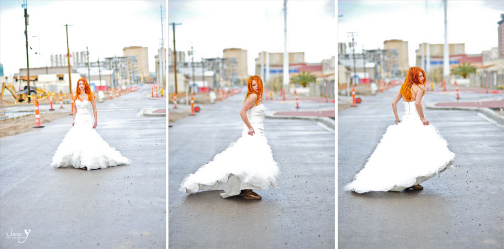 las vegas bridal photography session downtown in wedding dress