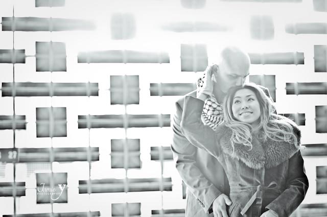 las vegas engagement portrait in black and white with urban couple