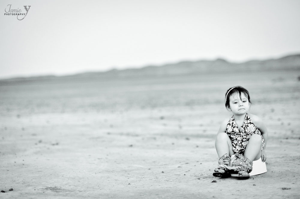 children's photograph sitting on potty dry lake bed in las vegas