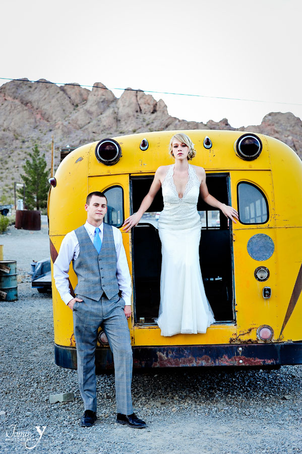 bride and groom at nelson nevada
