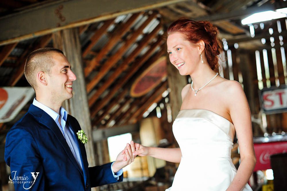nelson nevada wedding photograph of ceremony inside barn