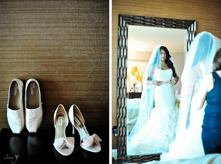 bridal toms shoes and bagdley mischka heels for wedding day in blush