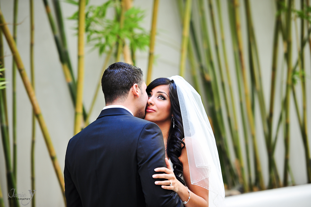mandalay bay wedding photography during first look in las vegas
