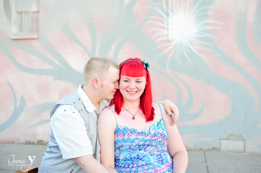 ENGAGEMENT photo in front of graffiti in downtown las vegas