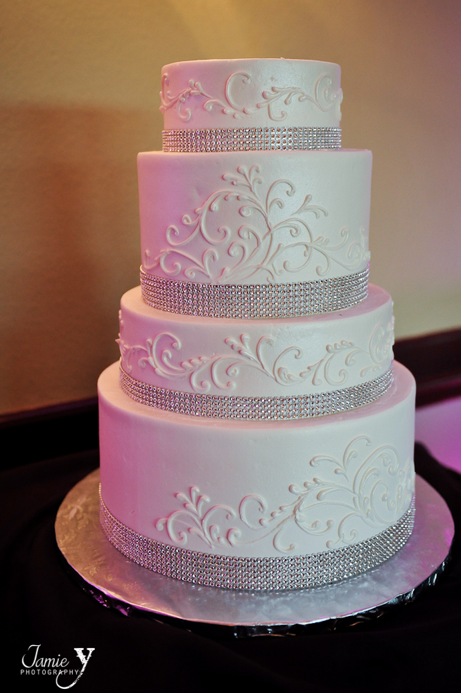 rhinestone and white wedding cake