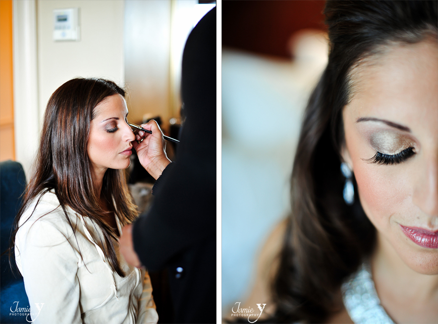 las vegas bride getting her makeup done