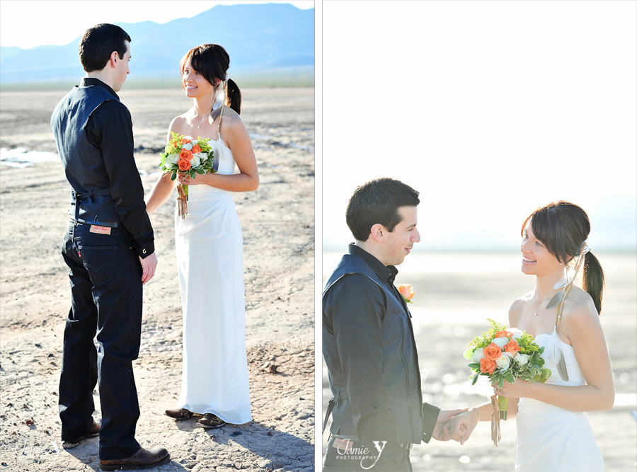 intimate wedding ceremony at the dry lake bed in las vegas
