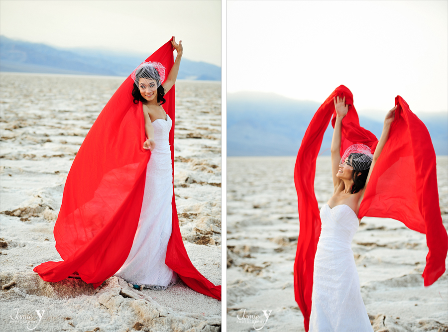 bridal portraits at bad water basin in death valley