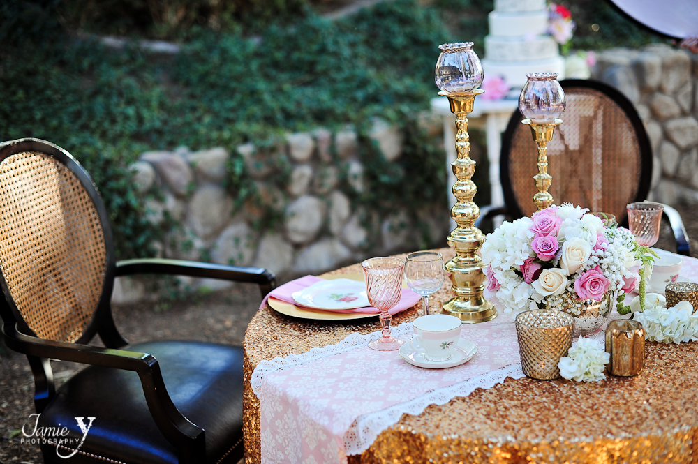 vintage glam wedding table setting