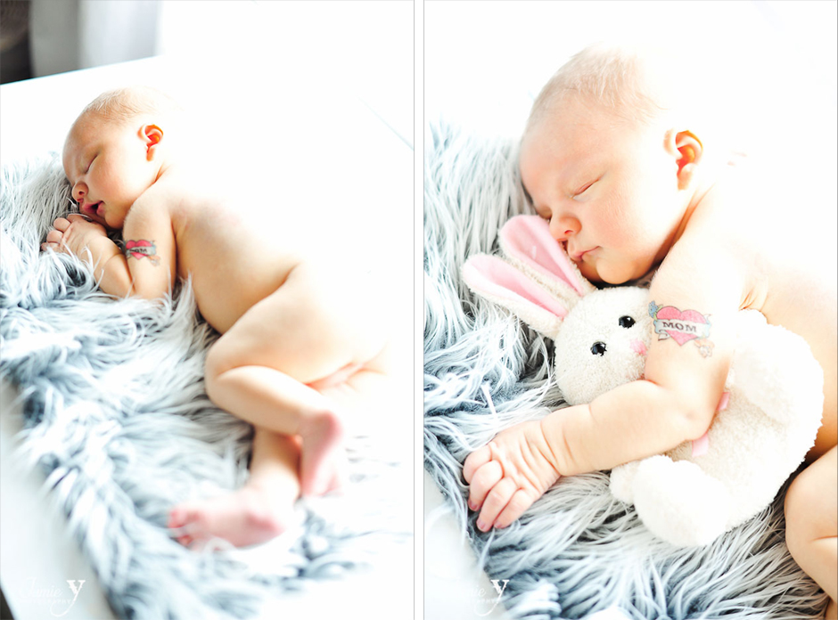 rock and roll newborn photography baby with tattoo