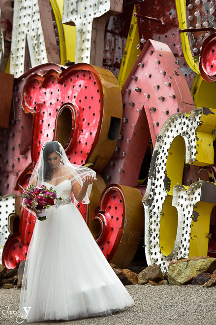 North Lot Neon Museum Wedding | Rainy Day | Sharon & Tristan