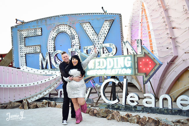Wedding Pictures At The Neon Museum | Russ & Stevie