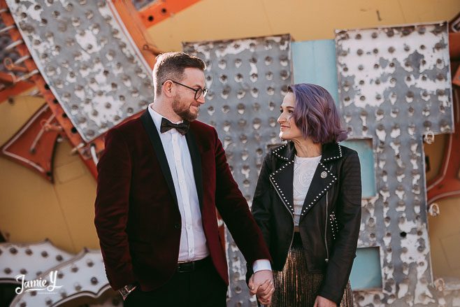 Rock N Roll Neon Museum Vegas Wedding | Katherine & Thomas