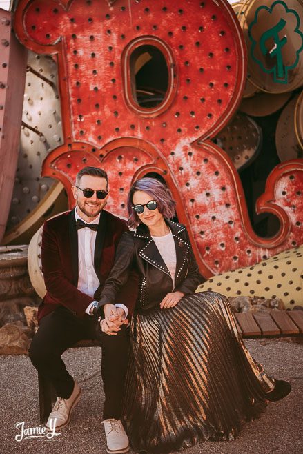 Rock N Roll Neon Museum Vegas Wedding | Katherine & Thomas - Jamie Y ...