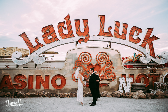 wedding at the neon museum north lot