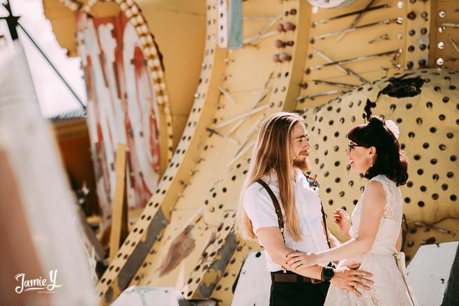 Elopement At The Neon Museum | Jessica & Steve