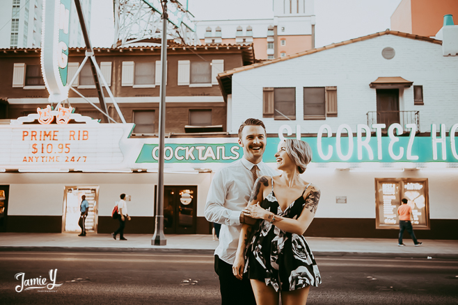 Edgy Downtown Vegas Engagement | Travis & Annie