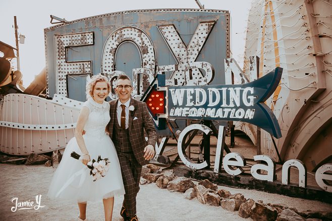 Indie Vegas Wedding Neon Museum | Evelyn & Robert