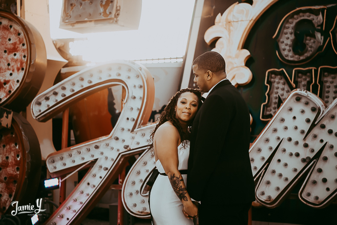 Las Vegas Neon Museum Wedding Photos | Shirrelle & Michael