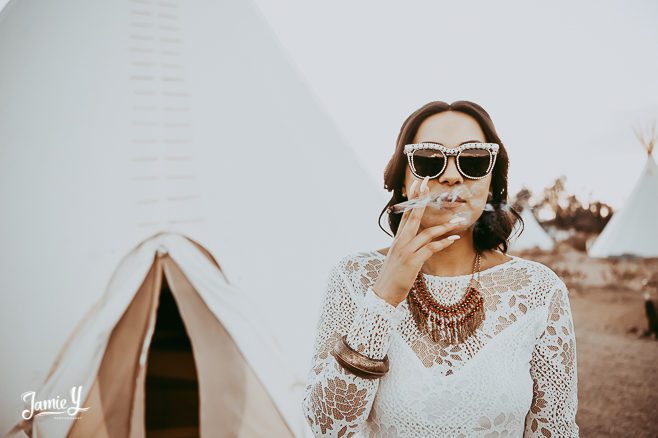 bride smoking weed