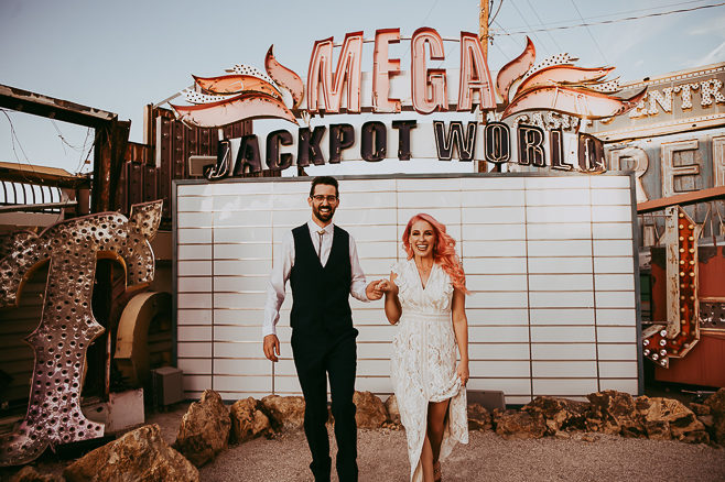 wedding at neon museum