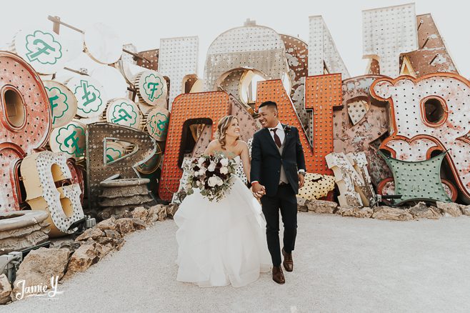 Wedding At Neon Museum Las Vegas | Kerri & Keo