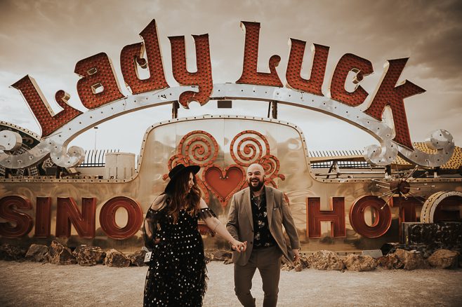 Moody Rock N Roll Neon Museum Vegas Wedding | Scarlett & Tom