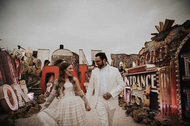 Vintage Style Vegas Elopement With Tattoos | Jill & Cody