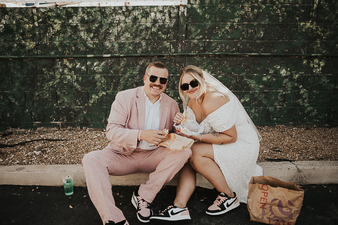 las vegas wedding taco bell on the curb