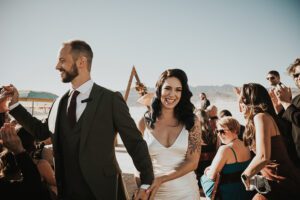 wedding ceremony at dry lake bed in las vegas