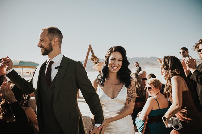 wedding ceremony at dry lake bed in las vegas