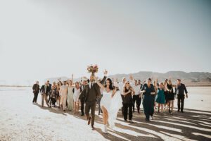wedding ceremony at dry lake bed in las vegas