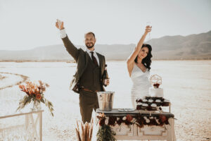 wedding ceremony at dry lake bed in las vegas