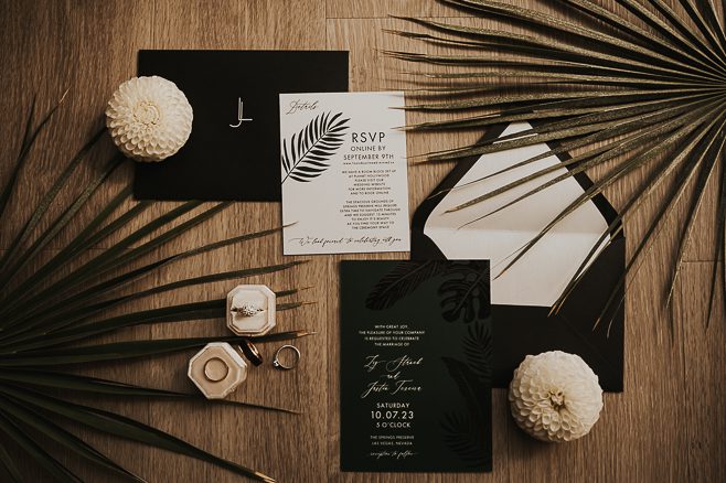 wedding details including stationary