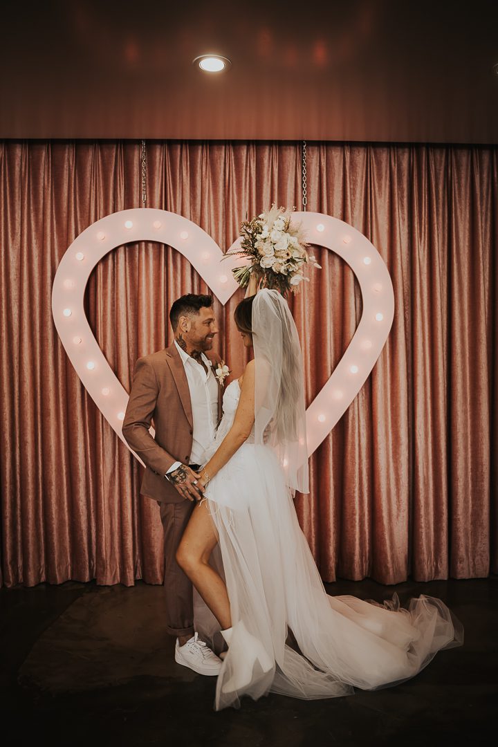 bride and groom at sure thing chapel