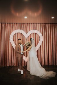 bride and groom at sure thing chapel