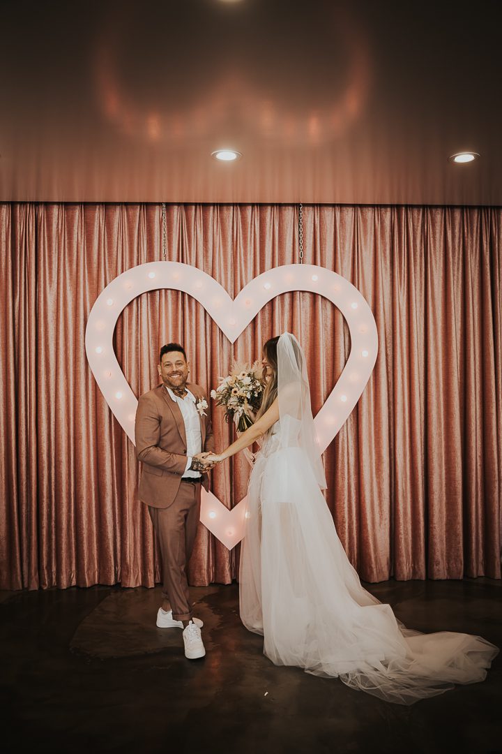bride and groom at sure thing chapel