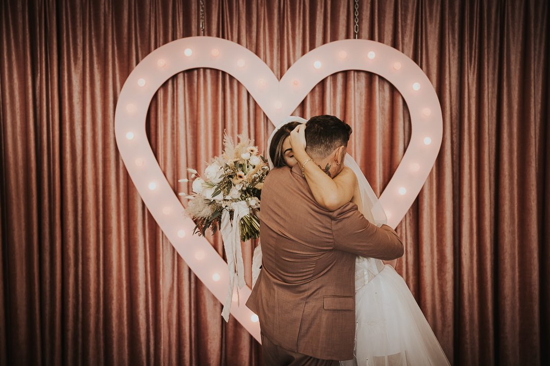 bride and groom at sure thing chapel
