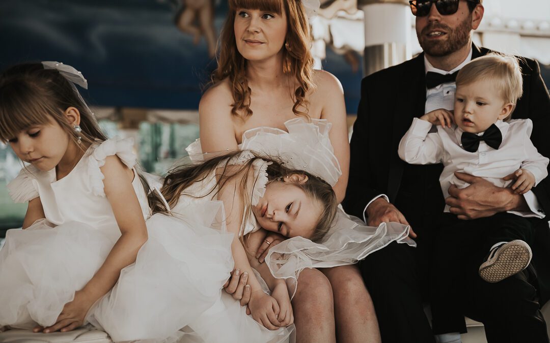 A Little White Wedding Chapel Vow Renewal with Their Three Children